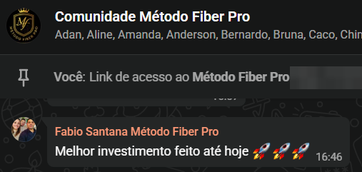 Depoimento de aluno do Método Fiber Pro no WhatsApp